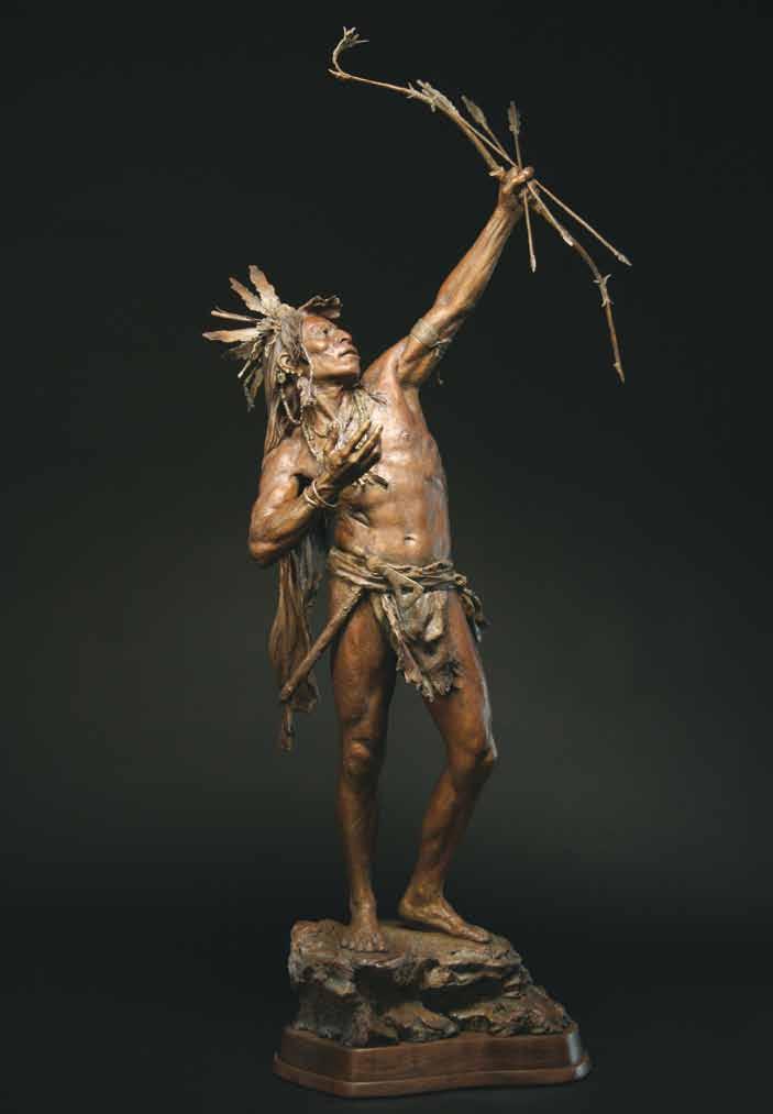 The Game of Arrows, bronze, 60 1/2 high This sculpture depicts a Mandan archer engaged in the game of arrows, an event witnessed by George Catlin in about 1833.