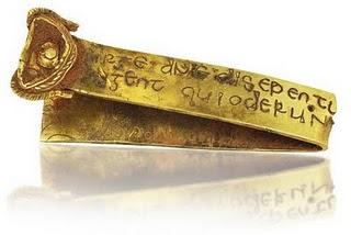 Document H Gold strip included in a collection of Anglo-Saxon treasure found in Staffordshire, England Source: Satter, Raphael. Largest hoard of Anglo-Saxon treasure found. MSNBC.com.