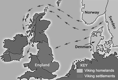 Document F Map depicting Viking invasions from Scandinavia and subsequent Viking settlements in England Source: Invasions of the
