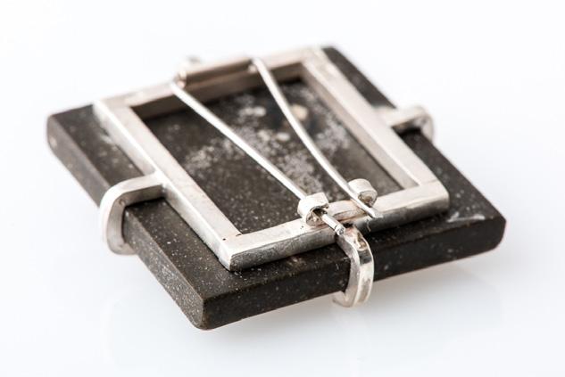 rectangular concrete necklace (small) sterling silver,