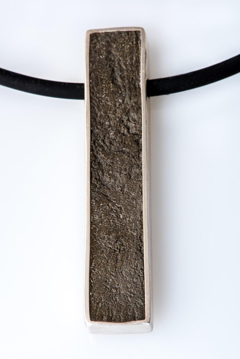 necklace concrete, brass, 24k gold leaf, leather $340 x/be/358/16