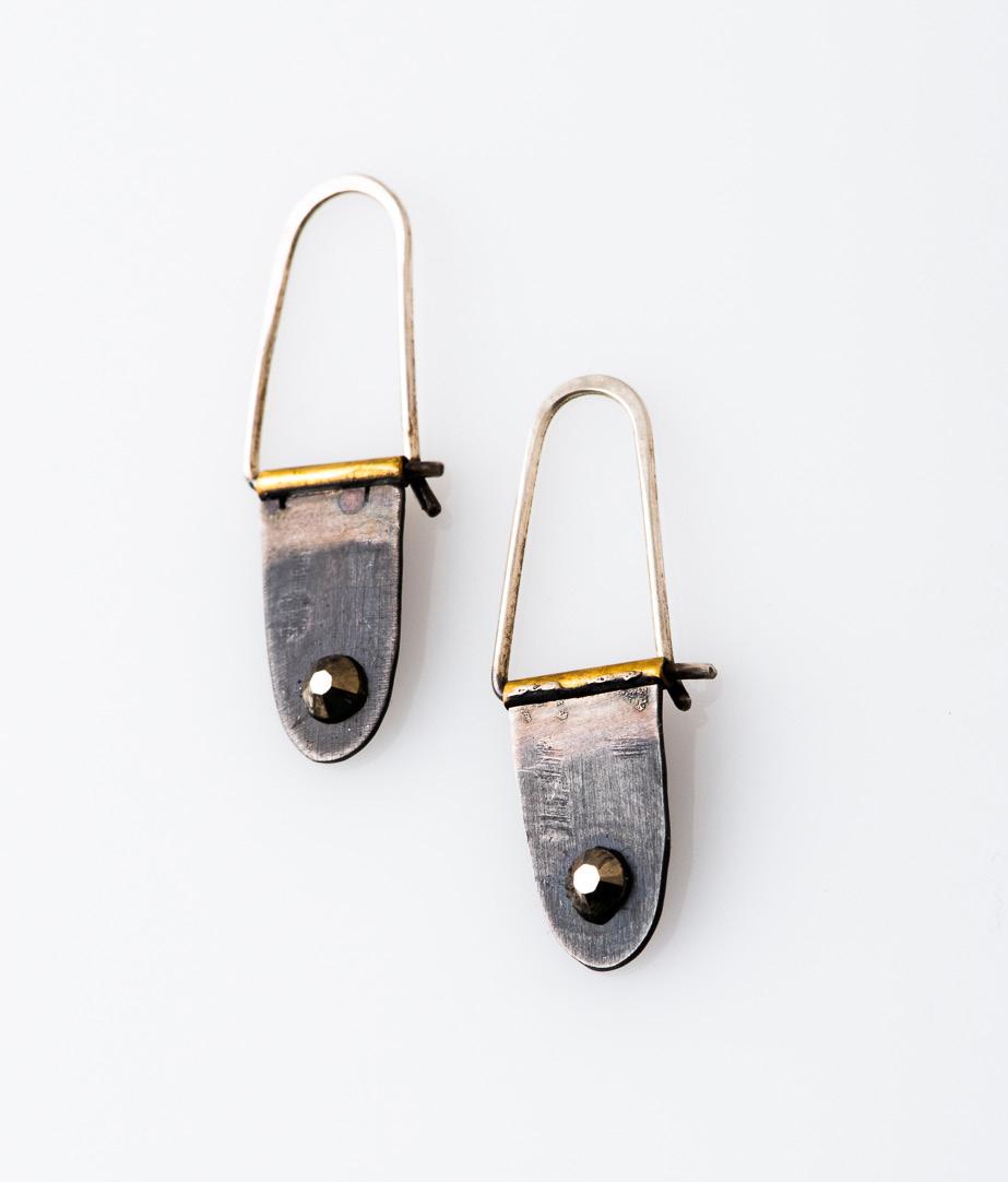 silver hooks $180 x/be/371a/16 black stick & brass rectangle earrings II