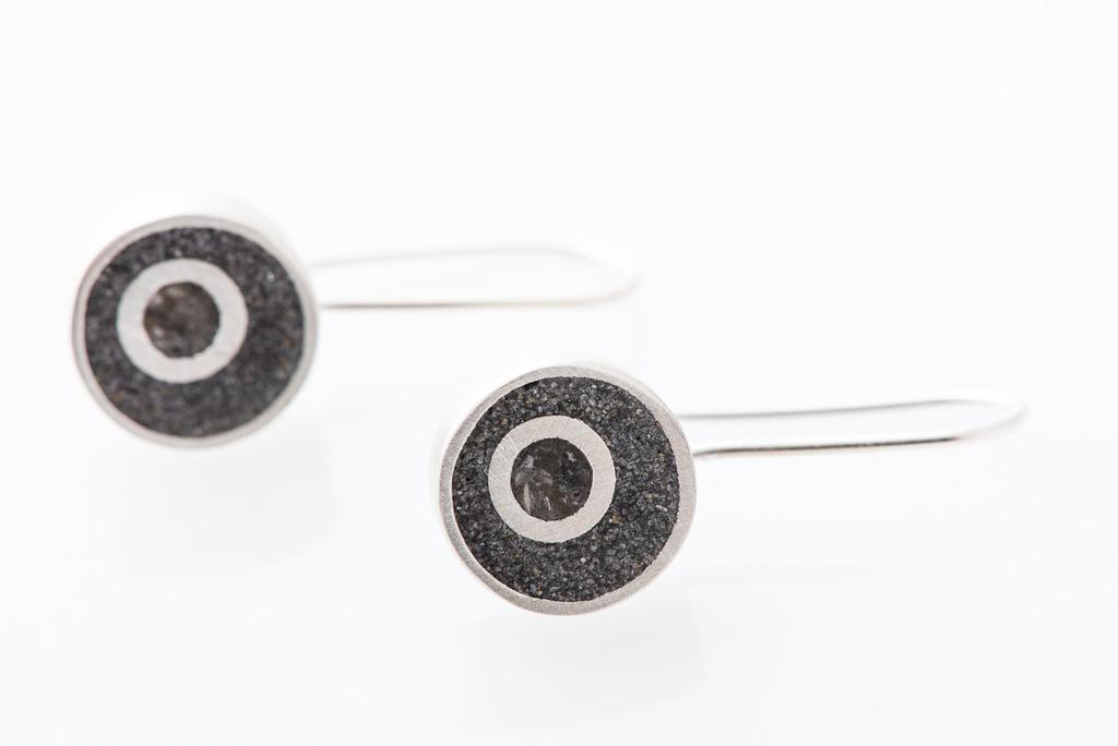 concrete drop earrings black spinel, sterling silver, concrete, granite (east coast