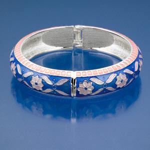 round, blue/peach,  #AFMN624 Bracelet, Hemalyke (manmade), 18mm