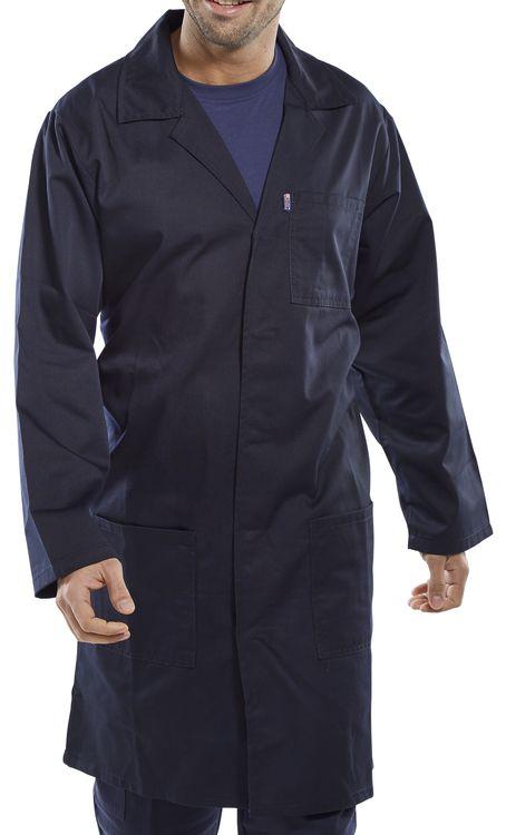 Bottle Green PCTHWBG Navy Blue PCTHWN Royal Blue PCTHWR Garment has Knee Pad Pockets POLY COTTON WAREHOUSE COAT 65% polyester, 35% cotton
