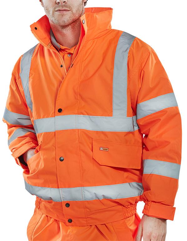 CONSTRUCTOR BOMBER JACKET CBJENG S - 6XL Orange CBJENGOR Heavyweight Polyester Oxford outer shell with PU coating. Press stud flap. Quilted lining. Fully taped seams. 2 Lower front pockets with flaps.