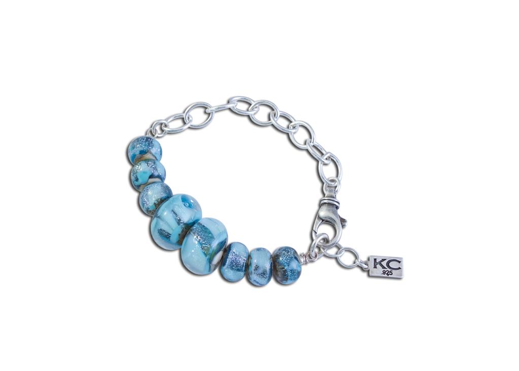 Precious Stones "Stardust" Stretch Bracelet Handmade Glass