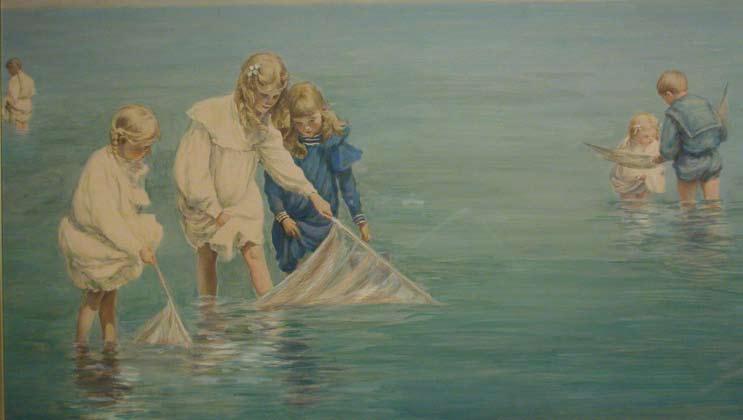 148. CHARLES COURTNEY CURRAN (AMERICAN 1861-1942) Children in the Shallows Netting