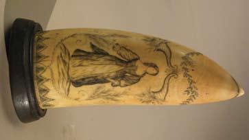 151. FINE SCRIMSHAW WHALE TOOTH EXECUTED BY THE BANK NOTE ENGRAVER,