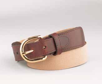 FB37L 1" Elastic Belt with Leather Tab & Buckle. Colors: Black, Khaki, Navy.