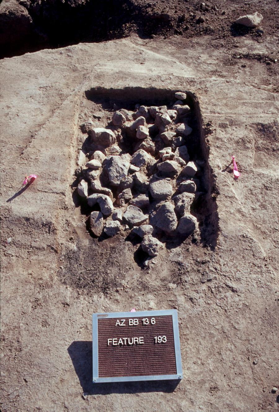 Feature Descriptions 4.45 Feature 193, Mission Roasting Pit Feature 193 was a rectangular-shaped, missionoccupation roasting pit located east of the granary (Figure 4.22).