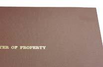 Register of Property DC54(200LVS) Fully bound book of 200 pages 8 entries per page Burgundy bookcloth cover Size: 297 x 420mm This register is ideal for keeping a record of the property/jewellery