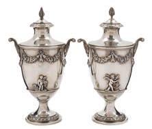 9oz, 40 A pair of Edward VII silver navetteshaped baskets, maker I S Greenburg & Co Birmingham, 1901 crested, with gadrooned