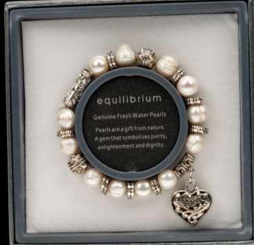 Genuine Fresh Water Pearls with Heart Charm Bracelet