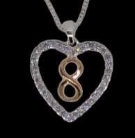 SPARKLE 59430 Silver Plated Heart Necklace with Diamante disk 59431 Silver and Rose Gold plated Heart Necklace