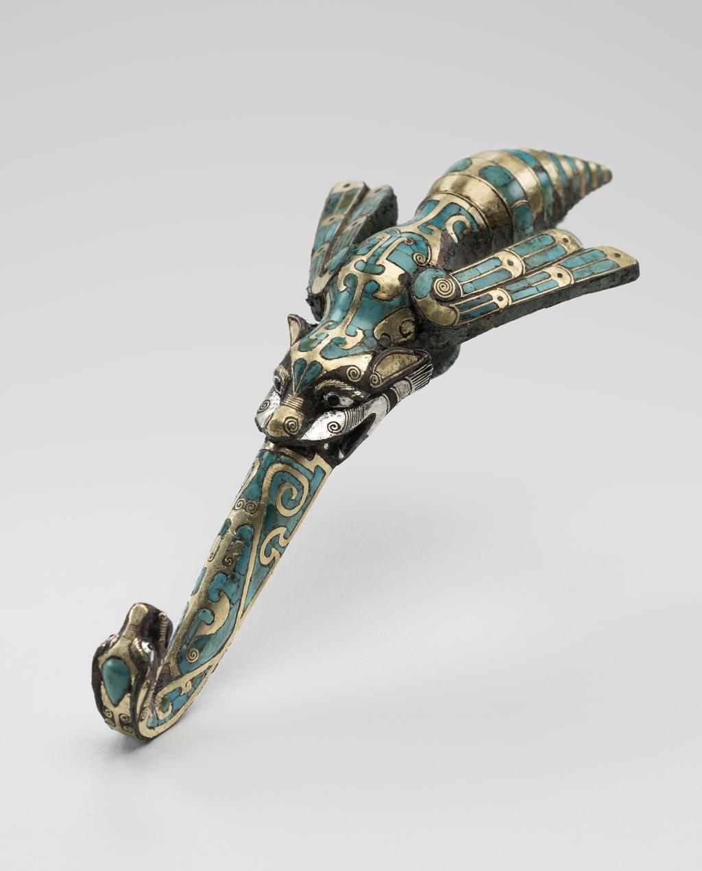 Bronze, gold, silver and turquoise belt hook, daigou