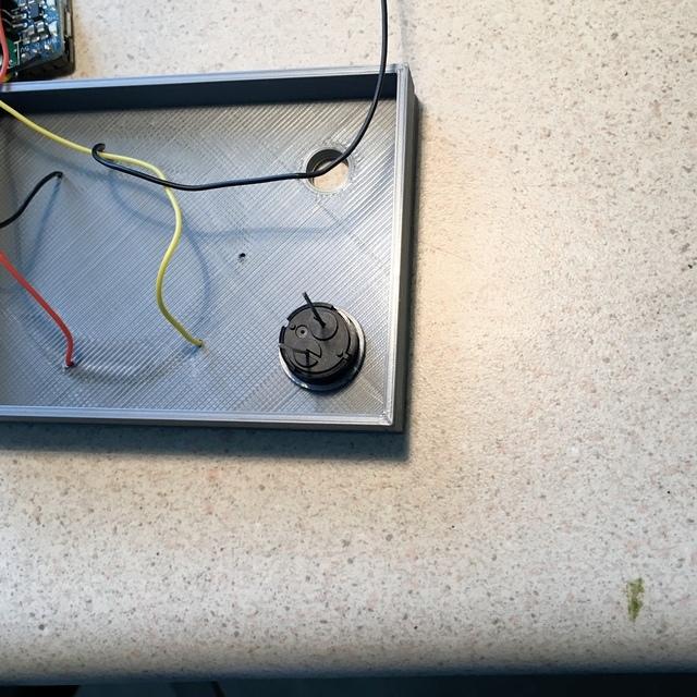 Next we can wire the rotary encoder. Start by stripping/tinning about 1 cm (0.5 inches) from the end of the ground wire coming from the ring.