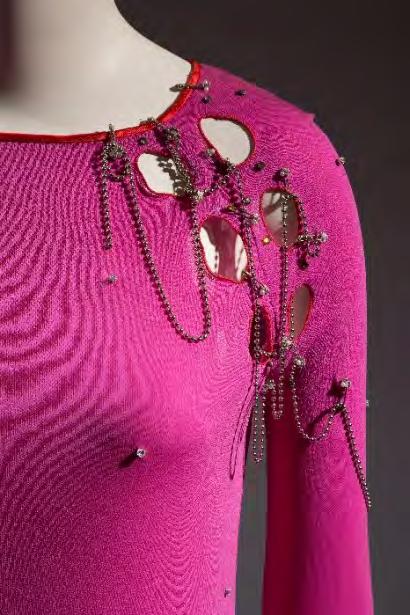The 1960s continued to witness the popularity of many pretty in pink dresses, such as a 1960 cocktail dress by Yves Saint Laurent for Christian Dior.