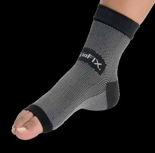 knitting pattern provides heel and arch compression to minimize swelling, support fascia ligament