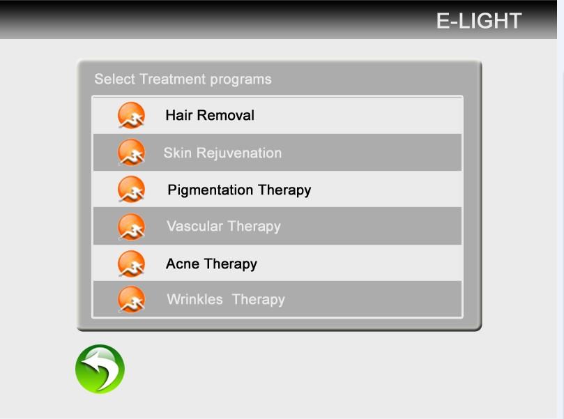 Treatment Selection Interface Select the wanted treatment