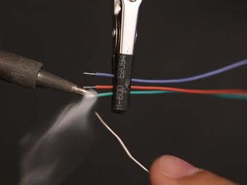 Measure three pieces of 30AWG wires and cut to approximately 6cm in length.