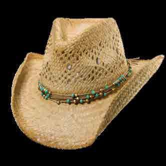 LT220-ASST Shape: Western Material: Toyo Details: Braided Faux Leather, Beads, Tails Brim: 3 3/4 Shapeable