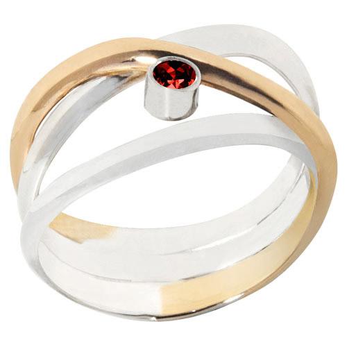 Signature Ring for Ladies Item Number : 177754 This sterling silver ring features a 10 karat yellow gold inlay and a genuine 3mm garnet.
