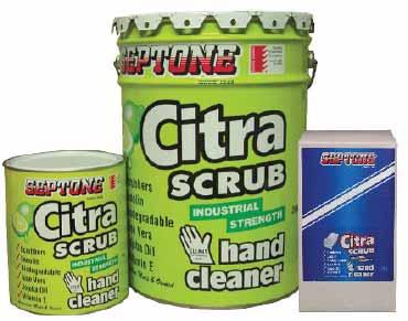 Citra Scrub Hand Cleaner - Citrus based industrial hand cleaner - 100% solvent free - Removes ingrained soils, grease, dirt, etc - Contains lanolin & moisturisers to help prevent dryness - Waterless,
