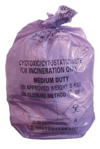 MVN453 Manufacturers Product Code: IPLP Purple Cytotoxic / Cytostatic Waste Bag (18 x 29 x 39 / 25mu) Printed, gusseted purple cytotoxic waste bags with black print Department of Health regulations