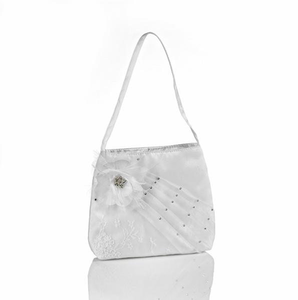 #2695 Satin, crystals, sheer organza, and an underlay of beautiful lace make this purse a best seller.