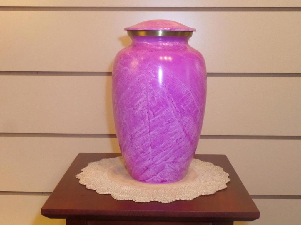 Orchid Pink Brass/Pewter Metal Urn with