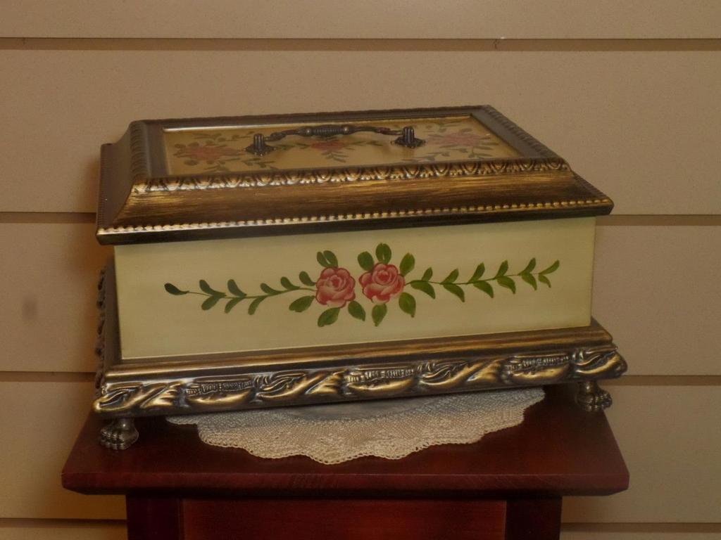 Painted Rose Chest Wood wood urn with