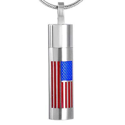 Necklace;USA Cylinder Keepsake/Sharing For the patriot; cremation jewelry