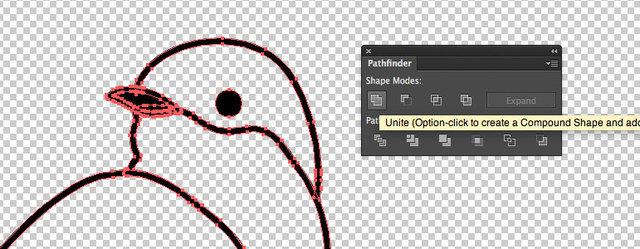 the Unite tool: Our final vector art is one solid shape on