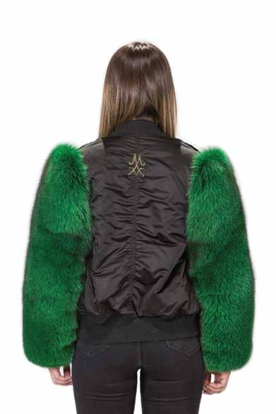 FOX FUR ARM JACKET " THE MYLIE" - Emerald green Canadian Fox fur - Fur available in any
