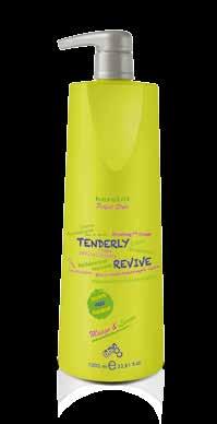 Apply to wet hair and massage gently into a rich lather. Rinse thoroughly. Repeat if necessary. SULFATE FREE PARABENS FREE Format: 100 ml / 3,38 fl.oz. 250 ml / 8,45 fl.oz. - 1000 ml / 33,81 fl.oz. TENDERLY REVIVE Revitalizing cream.