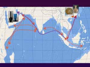 22 above shows the hypothesised maritime ship routes within South-East Asia and further afield.