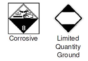 Packing Group III Placards Corrosive Label Certain package sizes determine the proper labeling of containers. Consult manufacturer for specific information regarding proper labeling.