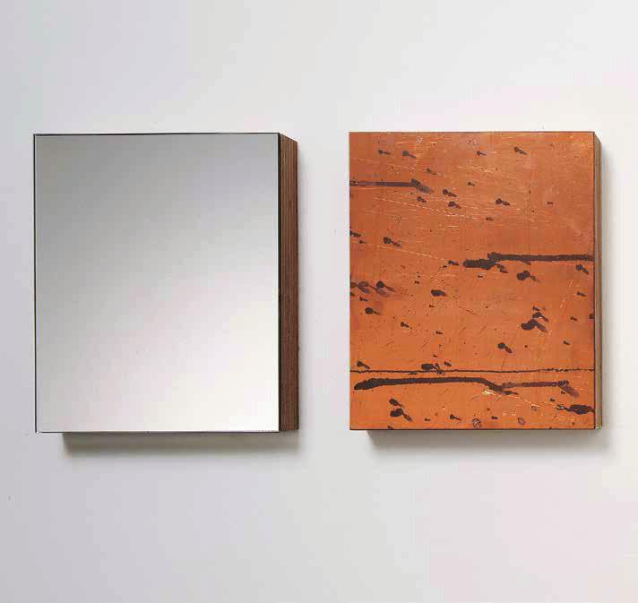 GÜNTHER FÖRG Untitled, 1994 For Parkett 40/41 Two-part object, consisting of one mirror and one copperplate each mounted on wood in