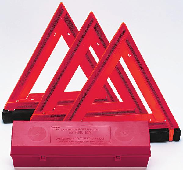 Highway Triangle Kits Wind Resistant Meets FMVSS standards Constructed of molded polypropylene plastic with red acrylic