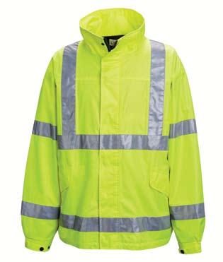 fully covered with two layer storm flap, concealed snap closure hemmed sleeve ends with concealed snap closures two large external patch pockets, with hand warmers, one inside chest pocket