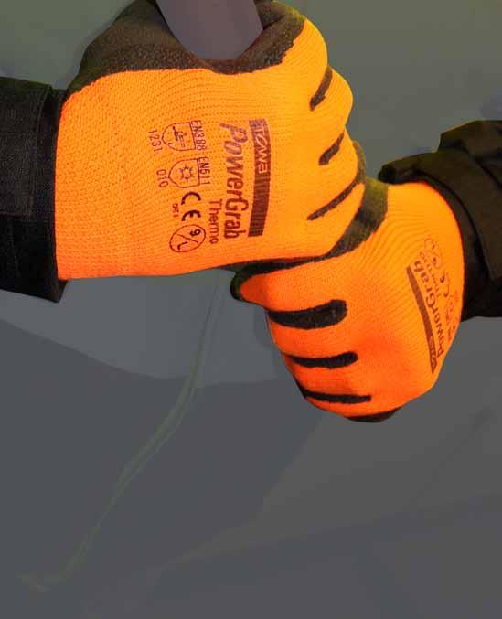 COLD-WEATHER HAND PROTECTION Hi-Vis Brushed Acrylic Glove with Latex Crinkle Grip OUR BEST SELLER Seamless construction for comfortable fit Excellent thermal insulation Quickly evaporates moisture