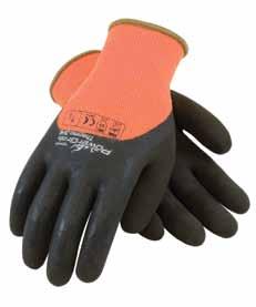 41-1475 Hi-Vis Coated Acrylic Glove with Latex MicroFinish Grip Seamless construction for comfortable fit Excellent thermal insulation Quickly evaporates moisture from the skin Excellent