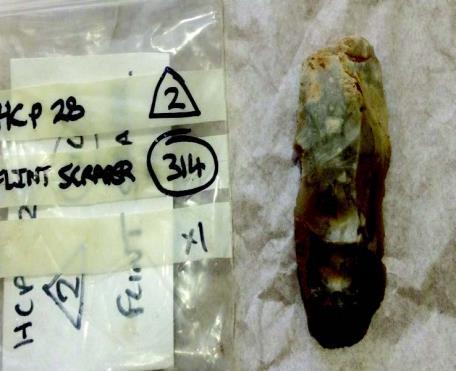 This is an end scraper; a prehistoric flint tool. It is quite a rough example and probably dates from c.