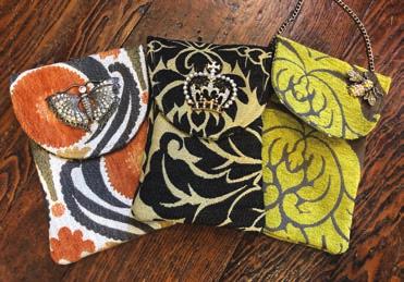 Handmade Vintage Fabric Cell Purses from Silver