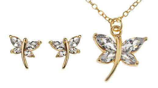 Blue Gem Owl Necklace & Earrings (Sold