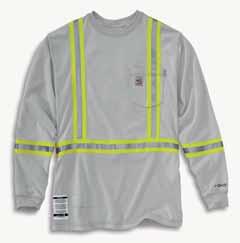 construction minimizes twisting Carhartt FR and NFPA 2112/ labels sewn on pocket Yellow/Silver/Yellow 2-inch contrasting trim (RT80 220C N3000) with 3M Scotchlite Reflective Material (#9740)