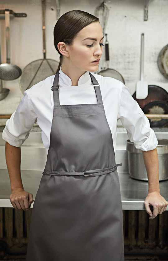 Gusto Bib Apron 46 Adjustable neck, slim waist ties, available with a large