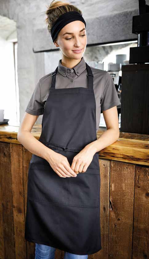 EVERYDAY BIB APRON Adjustable neck with plastic clasp, slim waist ties, large divided pocket with a space for pens, 65% polyester, 35% cotton,