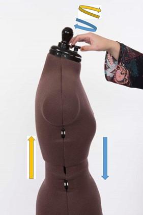 base with lockable castors Off-set column to allow trousers to hang straight Covered in a foam backed, high cotton content brown